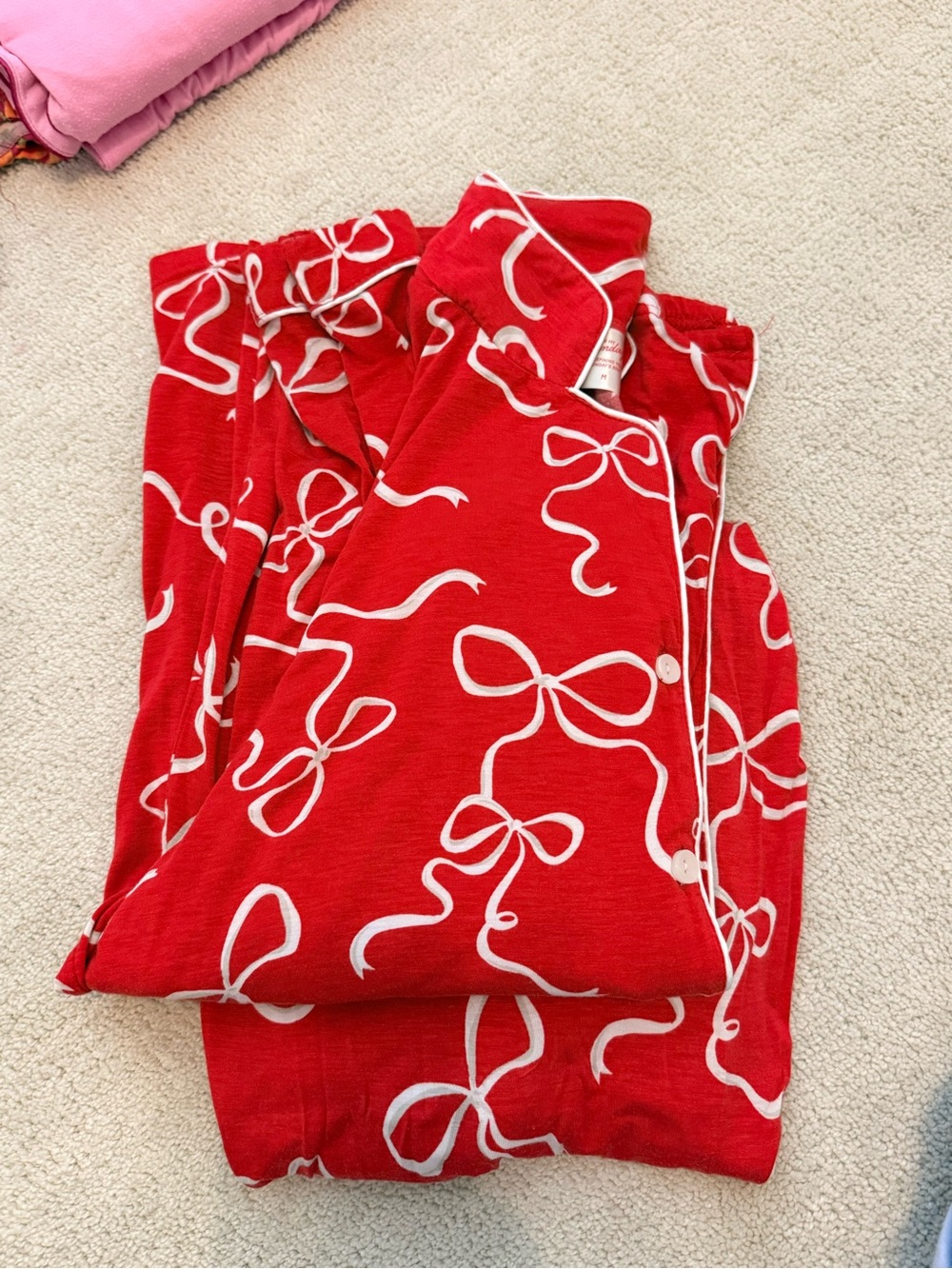 Women’s Red Bow-Print Pajama Set